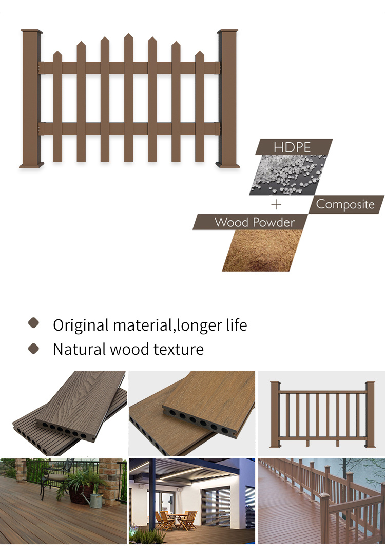 Popular in Europe Fireproof Outdoor Home and Garden Patio Easy Installation Customized Size Composite Wood WPC Railing Railings