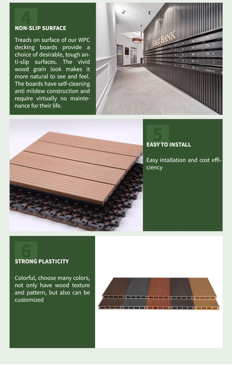 WPC Engineered Wood Floor Outdoor Plastic Hardwood Flooring