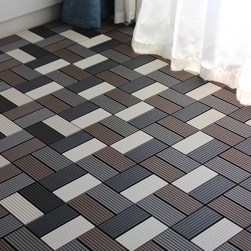 White Floor Tiles Non Slip WPC Decking Tile 30X30 DIY Exterior WPC Terrazo Floor Tiles