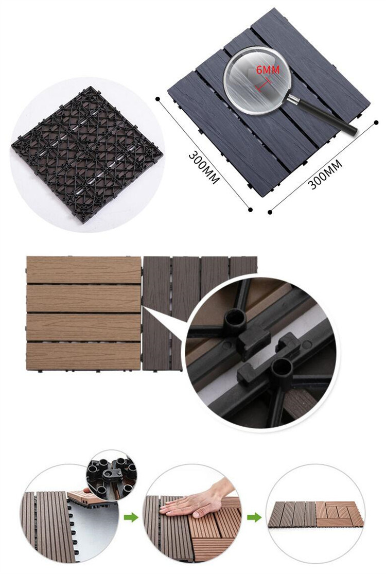 Wood Composite Interlocking Decking Tile WPC Waterproof Outdoor DIY Flooring