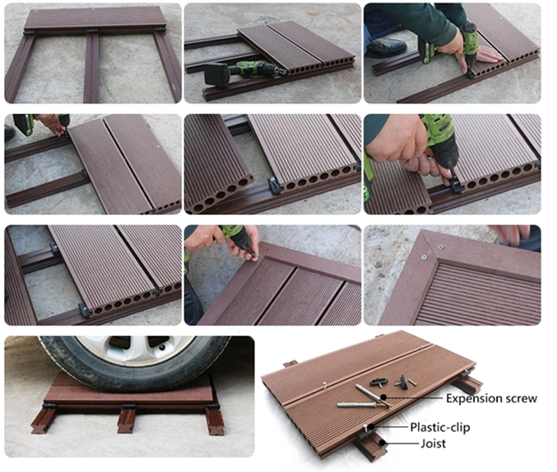 Anti Scratch Co Extrusion Hollow WPC Deck Flooring / PE Flooring for Outdoor