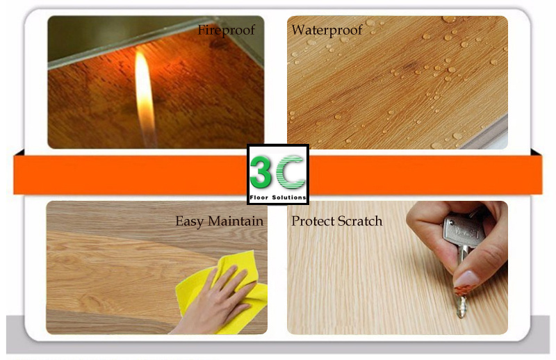 Indoor Wood Grain Click Laminate Flooring Planks WPC Flooring