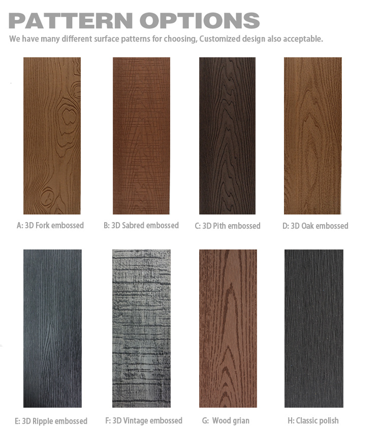 Brown Color Deep Embossing Wood Plastic Composite Outdoor WPC Decking
