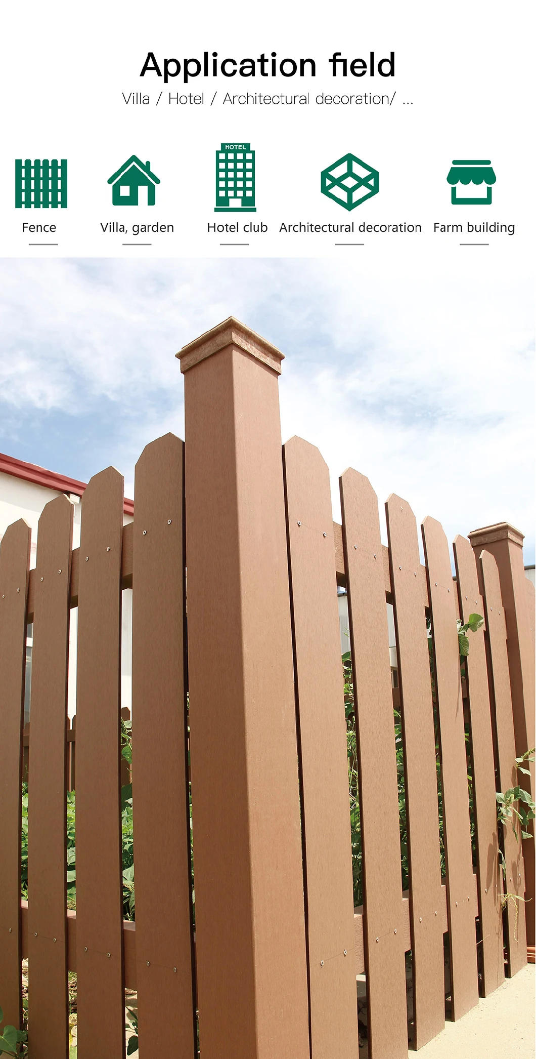 Eco Fence Board Material WPC Horizontal Decking Fence Panels for Sale