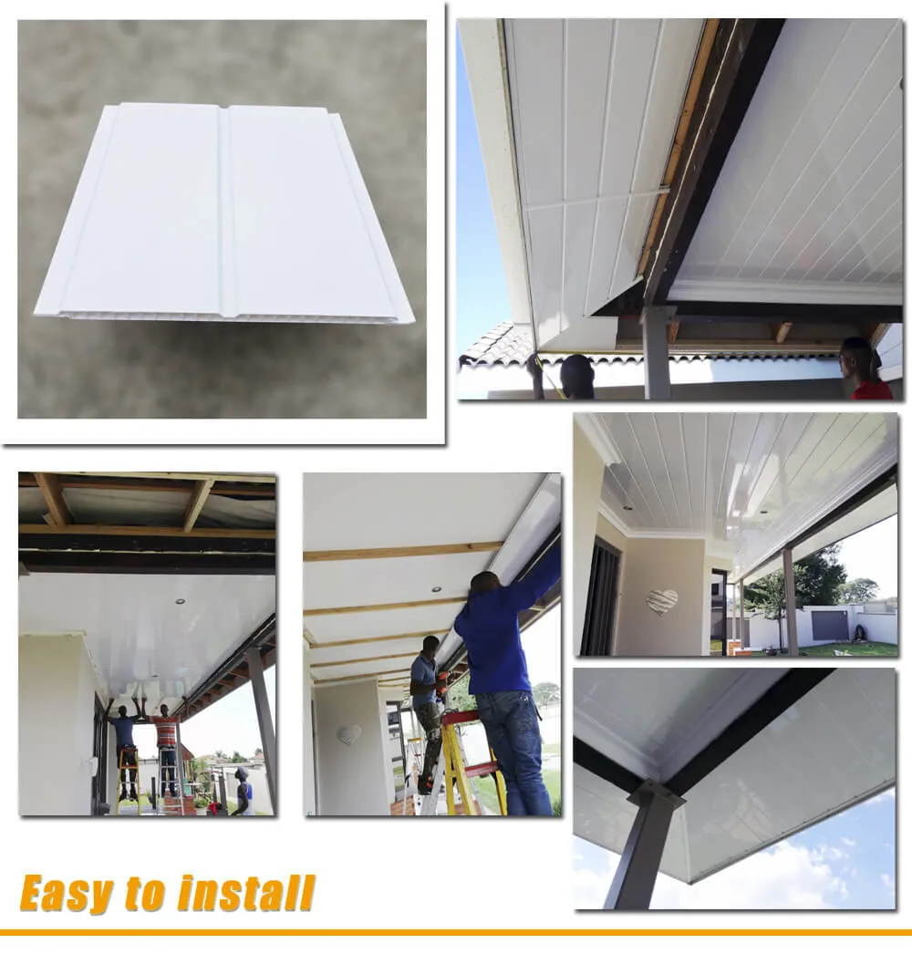 6/7/8mm PVC Hollow Panel De Pared Decorativo Plastic Roof Ceiling Board Groove Designs