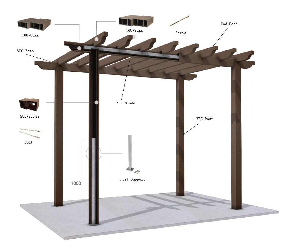 Wholesale Easy Installation Wood Plastic Composite Beam Composite Plastic Post WPC Wooden Column WPC Gazebo Post