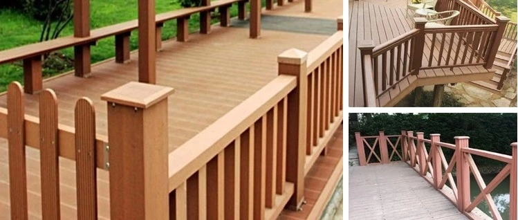 Wooden Plastic Composite Handrails for Outdoor Porch/Stair Steps, Exterior Handrail Bracket