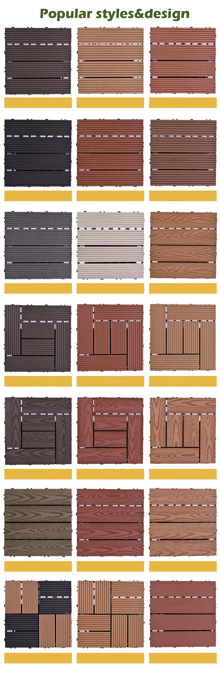 High Quality WPC DIY Tiles Wholesale Composite Decking Tiles WPC Deck Flooring Tiles Outdoor Home Garden Floor Tiles