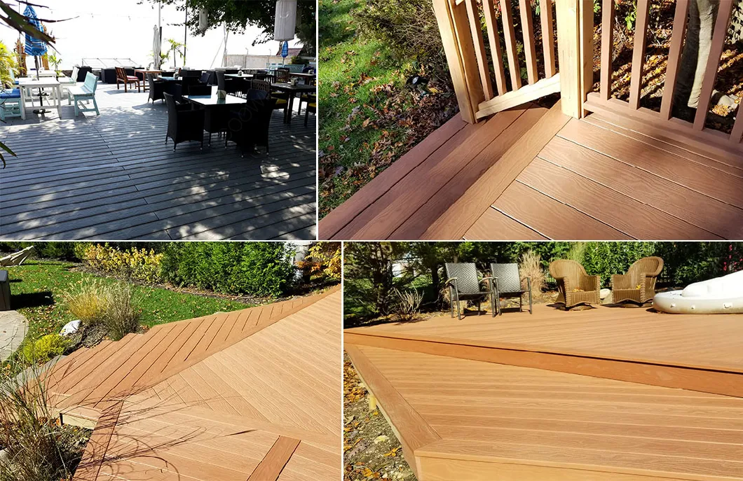 200mm Wide Roundle Hole High Strength 3D Embossed WPC Decking