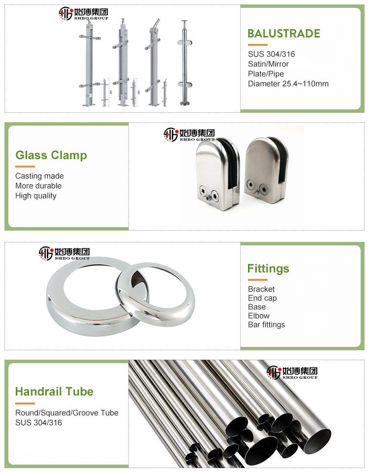 Stainless Steel Tubular Glass Railing Baluster Post / Baluster Safety Glass Railing System