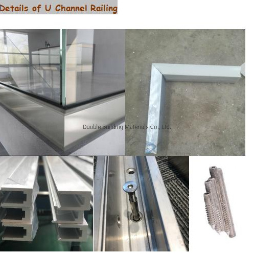 Aluminum Anodized U Channel Glass Railing Balcony Handrails