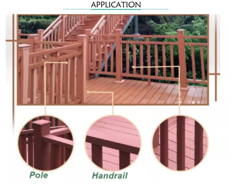 Kelai Easy Installation Waterproof WPC Railing Composite Plastic Railing Wood Plastic Handrail WPC Wood Railing