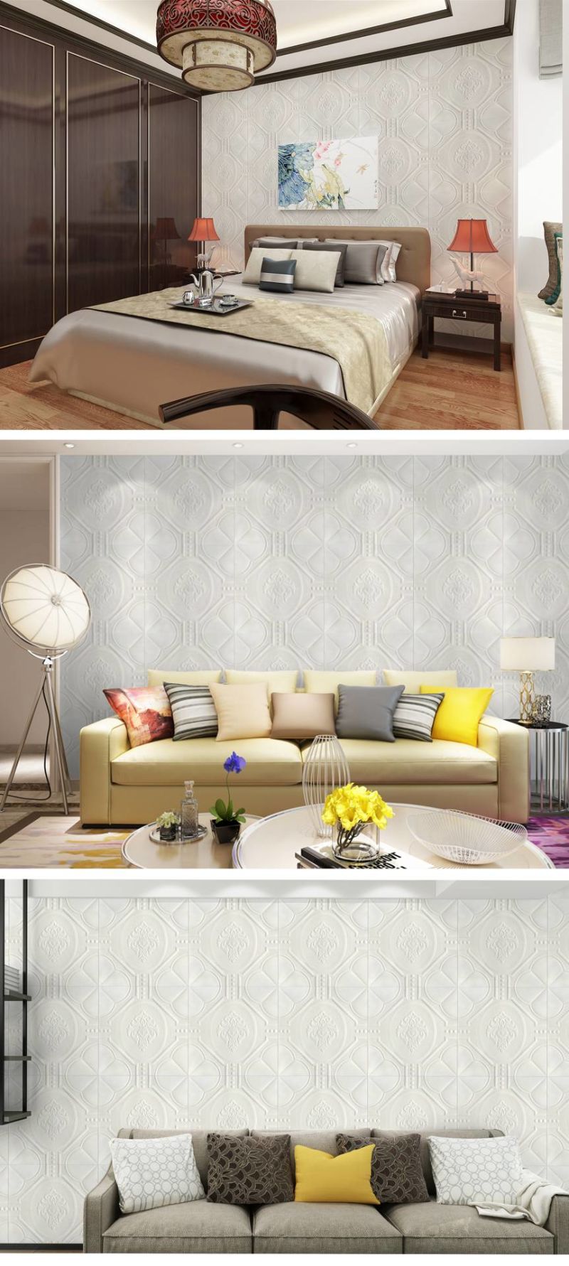 European Design 3D Foam Wall Panel Sticker with Self Adhesive