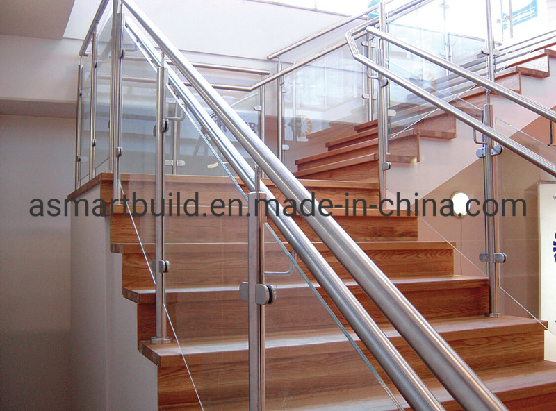 Round or Rectangle Top Pipe Stair Railings Stainless Steel Balustrades & Handrails