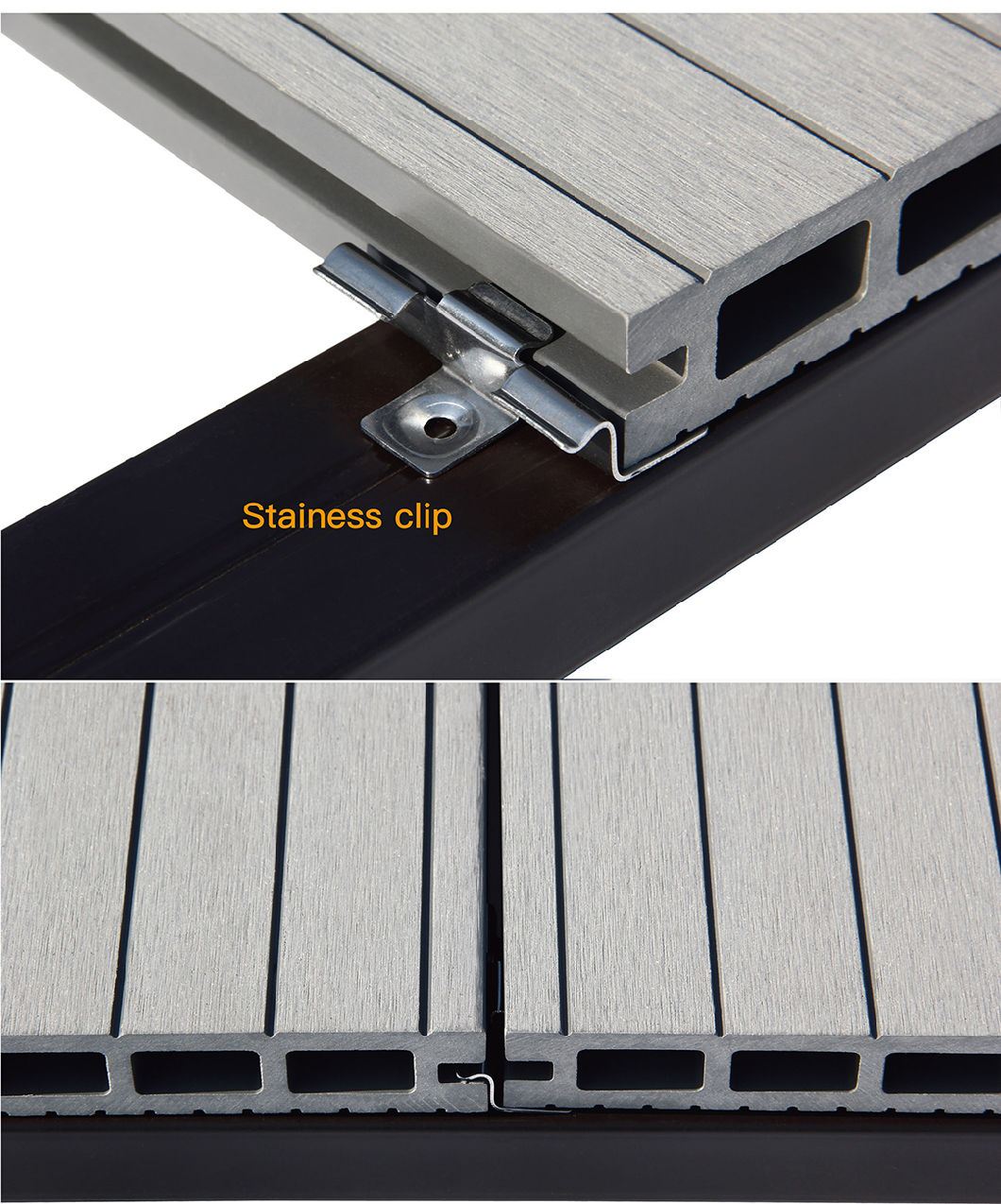 China Outdoor Decorative Wood Decking Hollow Not PVC WPC Wood Plastic Composite Decking