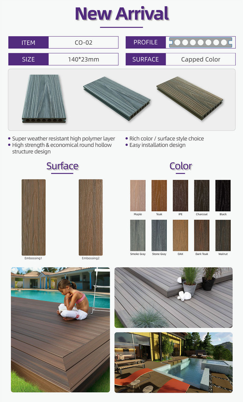 China Composite Decking Manufacturer Hollow Outdoor WPC Terrace Board Decking