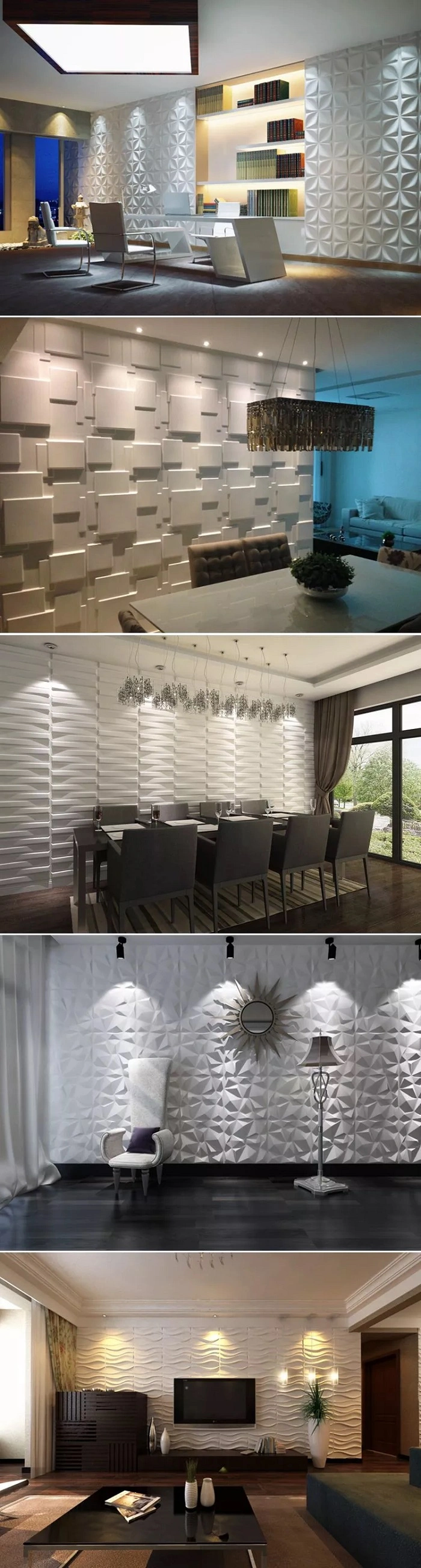 Paintable PVC Wall Covering Interior 3D Embossed Decorative 3D Wall Panels