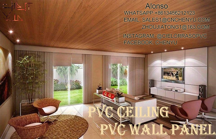 Plastic Wood Grain Ceiling Panels Glossy PVC Wall Panel Techo De PVC for South America Market