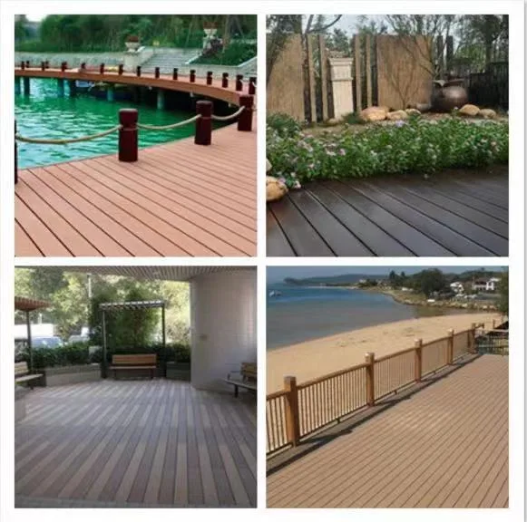Wooden Grain Embossed Scarching Surface WPC Decking Floor for Exterior Use