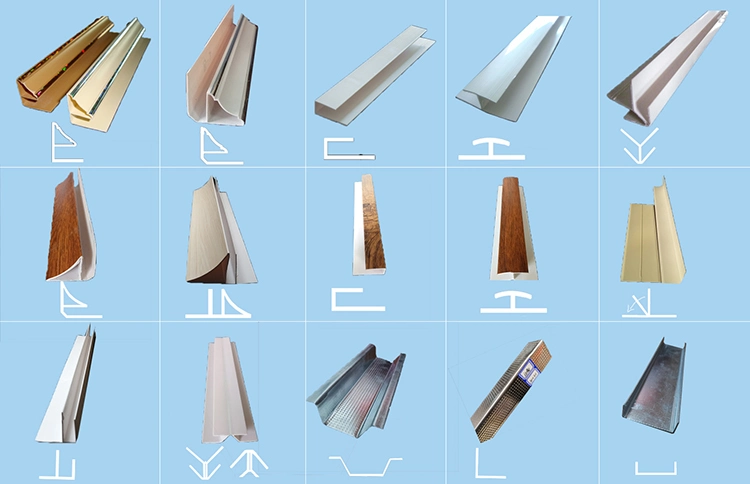 PVC Ceiling Panel PVC Wall Panel Accessories Cornice Cornisa Corner Strip Edge Clip Jointer Wall Angle Furring Channel Metal Stud Skirting Board