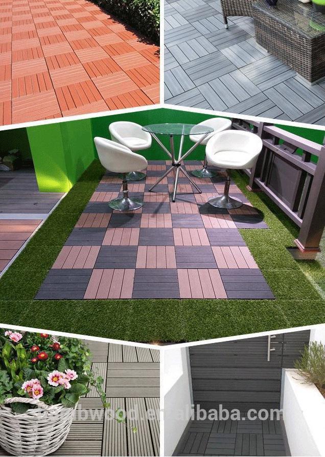 WPC Outdoor Decking Tiles Waterproof Composite WPC DIY Flooring Wood