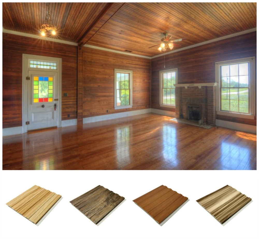 200mm Width PVC Decorativo Interior Hollow Panel De Wood Strip Ceiling Paneling