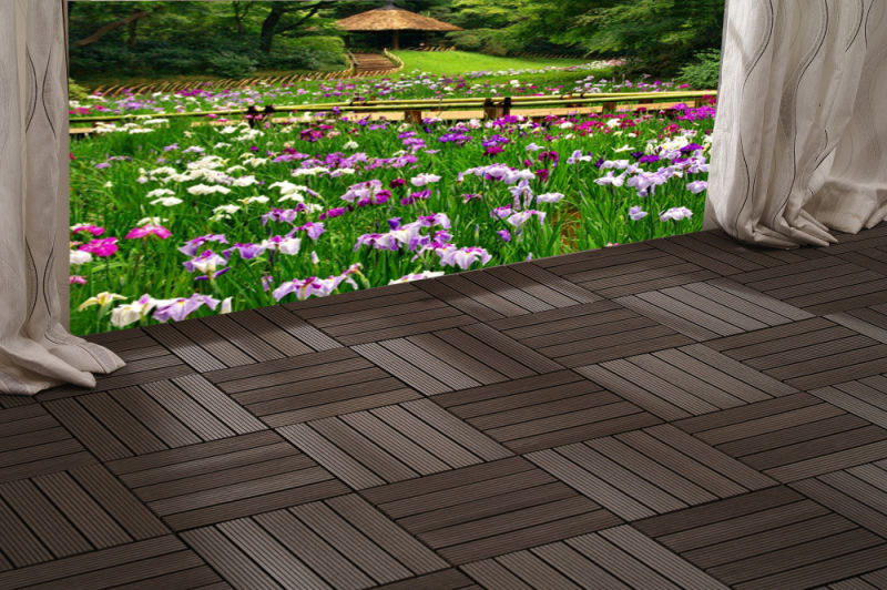 High Quality WPC DIY Tiles Wholesale Composite Decking Tiles WPC Deck Flooring Tiles Outdoor Home Garden Floor Tiles