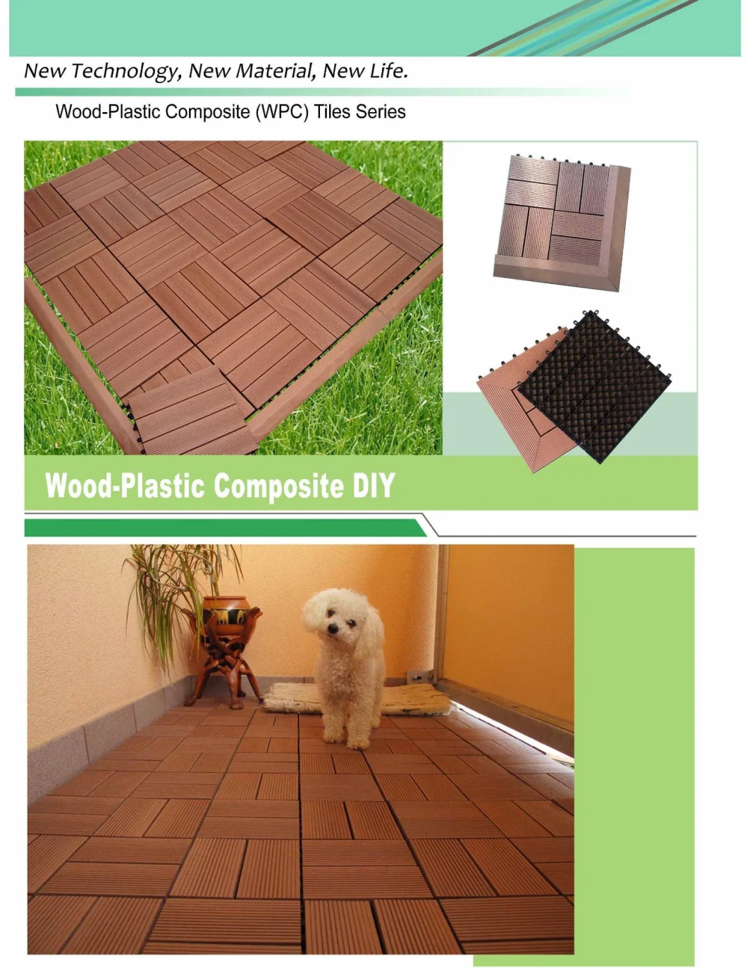 Waterproof Composite Interlocking Flooring Anti-UV Outdoor WPC DIY Decking Tile