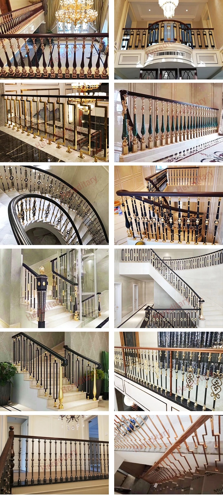 Bronze Luxury Design Simple Interior Aluminum Handrail Columns Decorative Villa