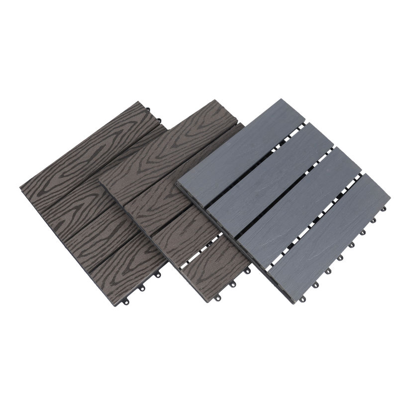 Waterproof Plastic Wood Flooring Tile Outdoor Interlocking WPC Decking Tile