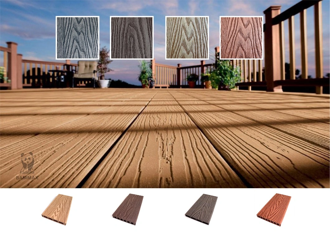 Waterproof Deep Embossed Wood Grain Pool / Balcony/ Patio Composite Decking Boards WPC Decking Panel Composite Wood Outdoor Wood Look Flooring