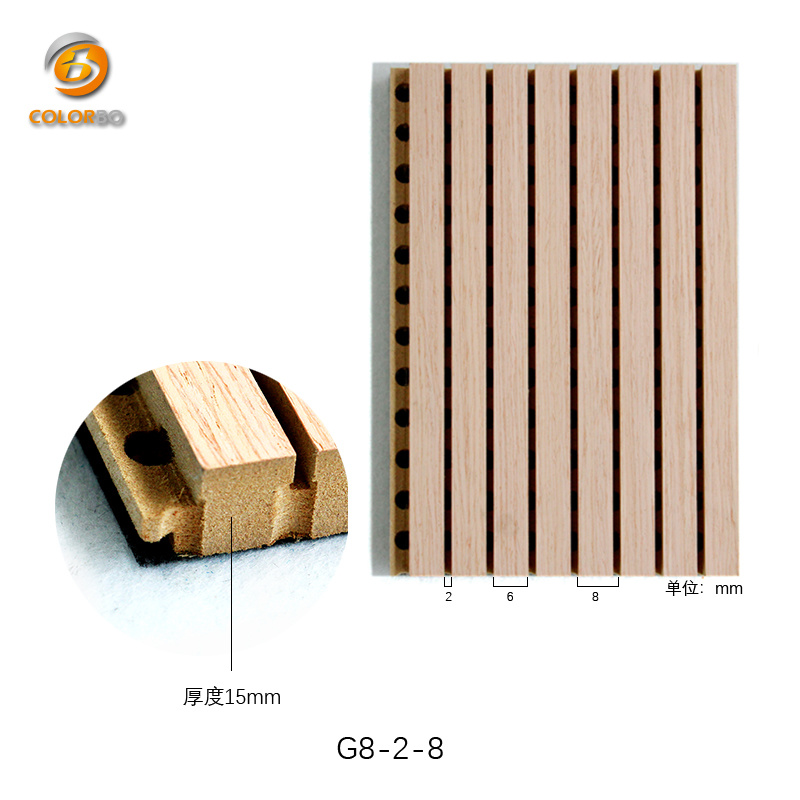 Fireproof Wooden Timber Grooved Perforated Acoustic Panel