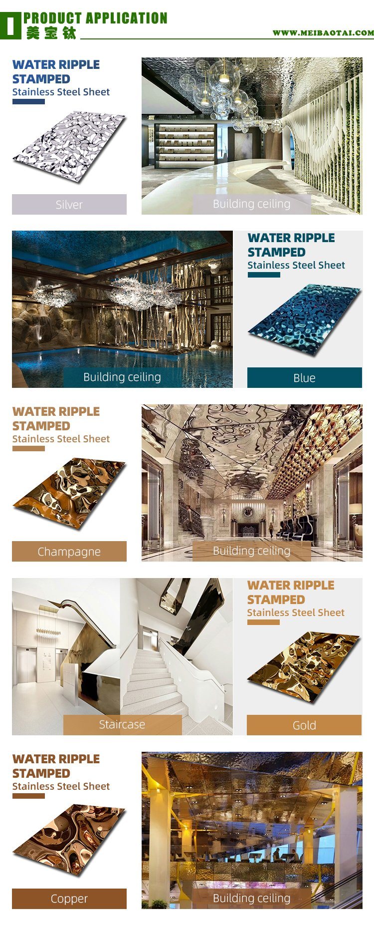 Fireproofing Materials Elevator Stamp Rose Gold Colored Stainless Steel Plate Decorative Stainless Steel Plate