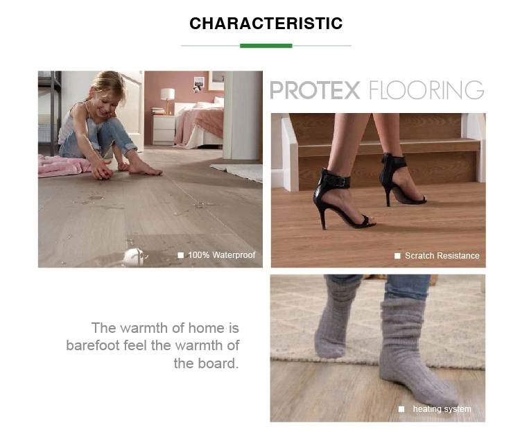 Protex Flooring Wooden Waterproof Fireproof WPC Click Vinyl Plank Flooring 5mm
