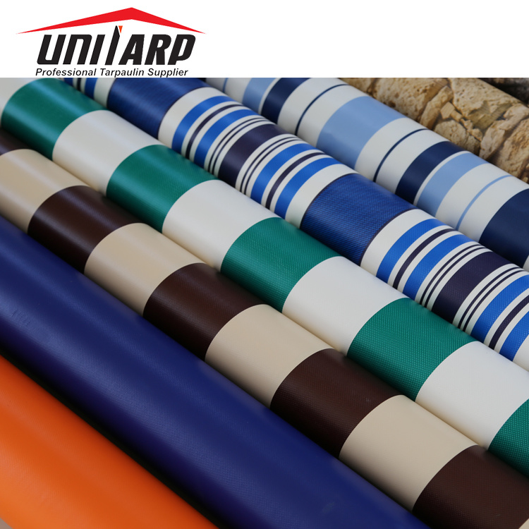 Waterproof 500*500d PVC Laminated Striped Tarp Polyester Awning Fabric PVC Printed Tarpaulin