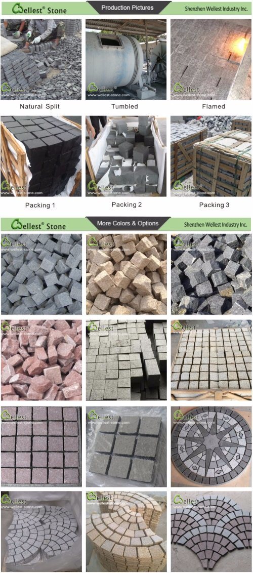 Natural G654 Black Granite Cube Paving Stone for Exterior Floor