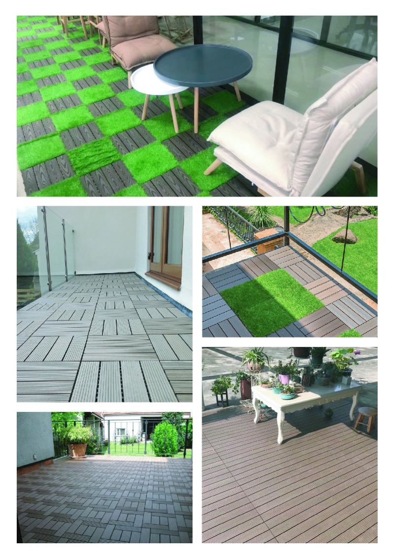 WPC Outdoor Embossing Waterproof Interlocking Wood Plastic Composite Decking Solid with High Quality WPC Co-Extrusion Floor Tile