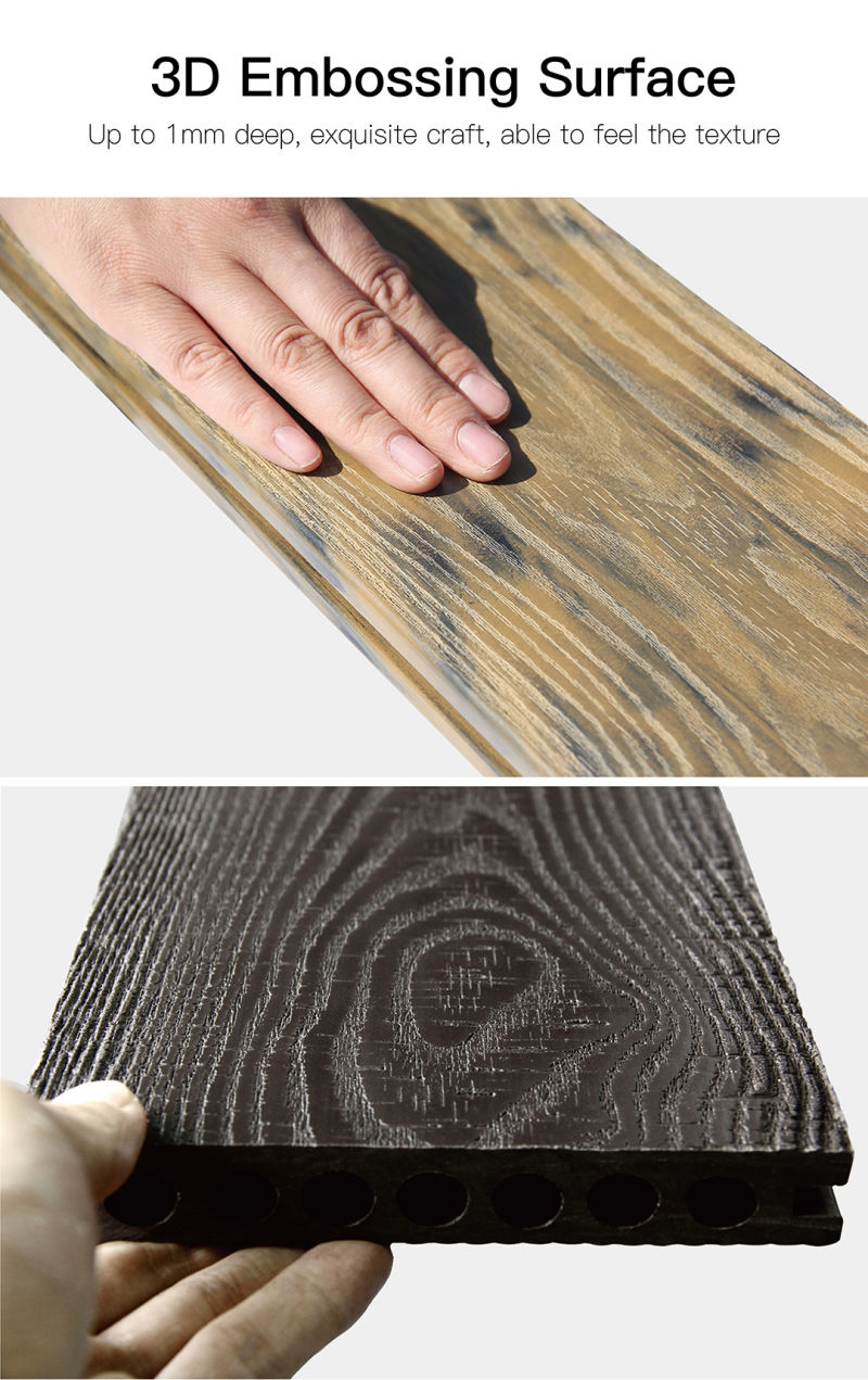 3D Embossing Edge Capped Composite WPC Decking Board