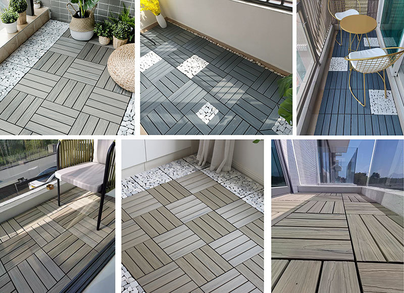 White Floor Tiles Non Slip WPC Decking Tile 30X30 DIY Exterior WPC Terrazo Floor Tiles