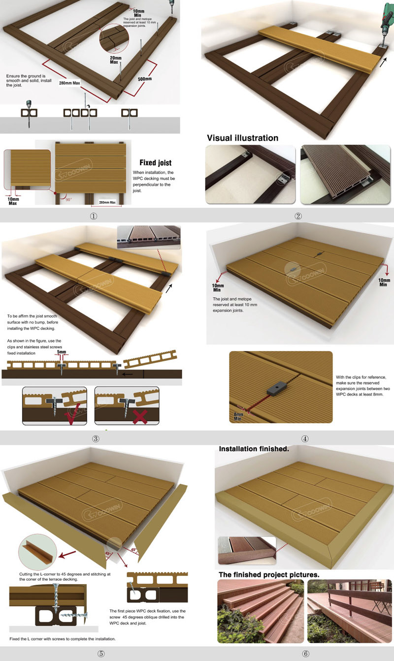 Exterior Terrace Anti-Corrosion Solid Wood Plastic Composite WPC Decking