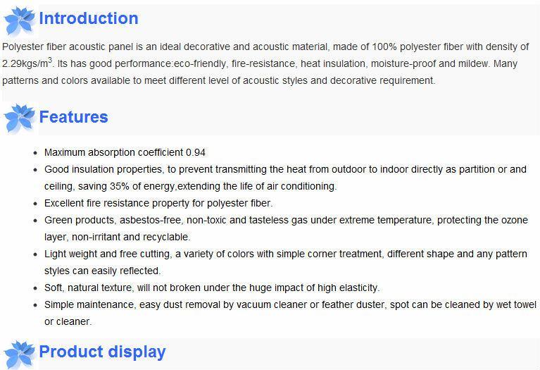 Acoustic Material Polyester Fiber 3D Interior Panels