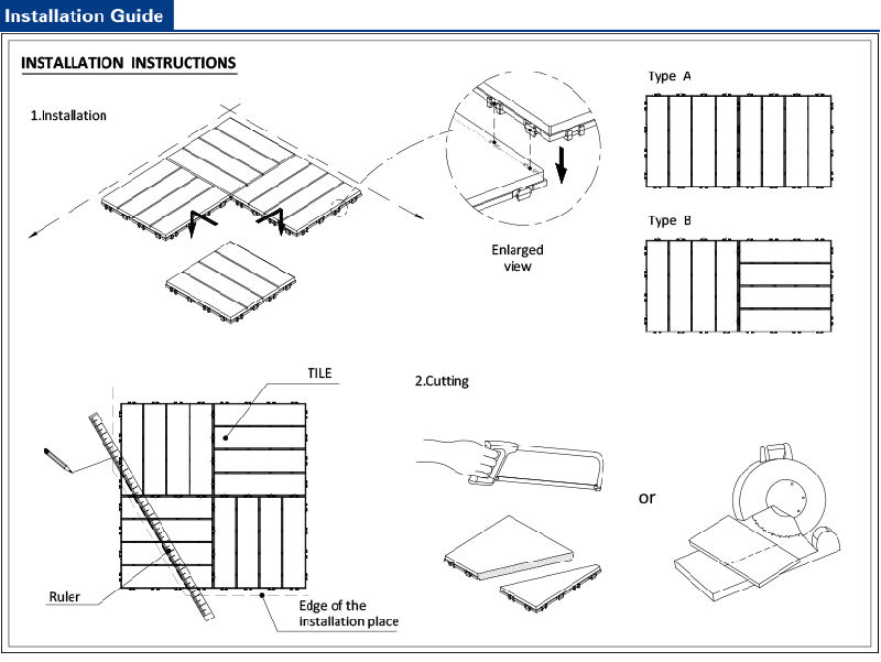 Easy Maintenance Composite Tiles WPC Tiles DIY Tiles