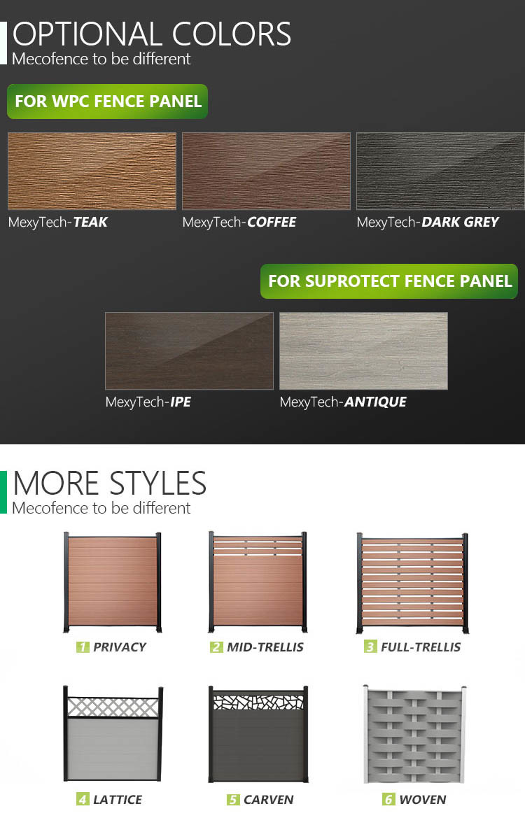 Customized Design Green Outdoor Garden WPC Composite Wood Fence