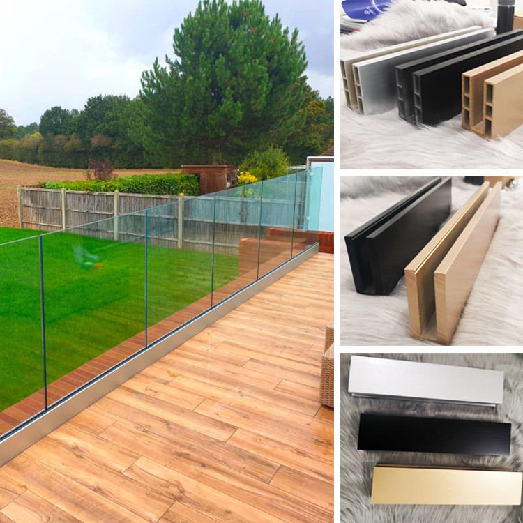 Adjustable Aluminum U Channe Frameless Glass Railing for Indoor Stair Handrail