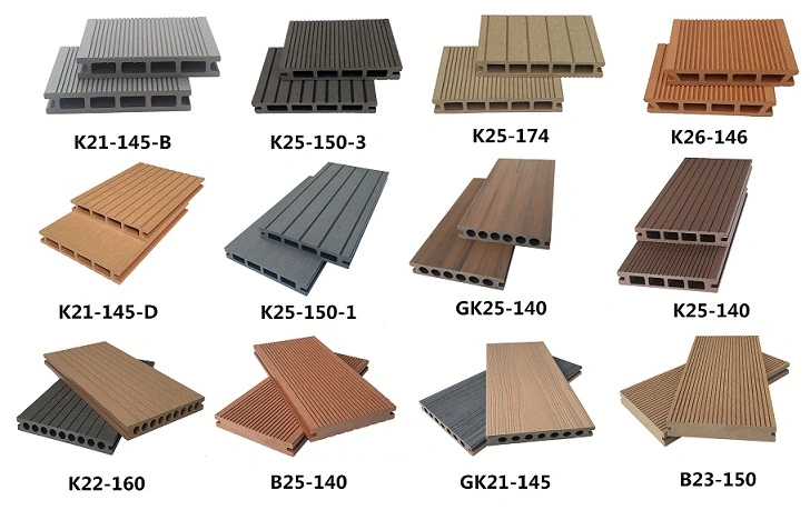 Waterproof Wood Plastic Composite Flooring Hollow WPC Decking with Clips