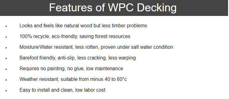 Waterproof WPC Deck Board Wood Plastic Composite Floor
