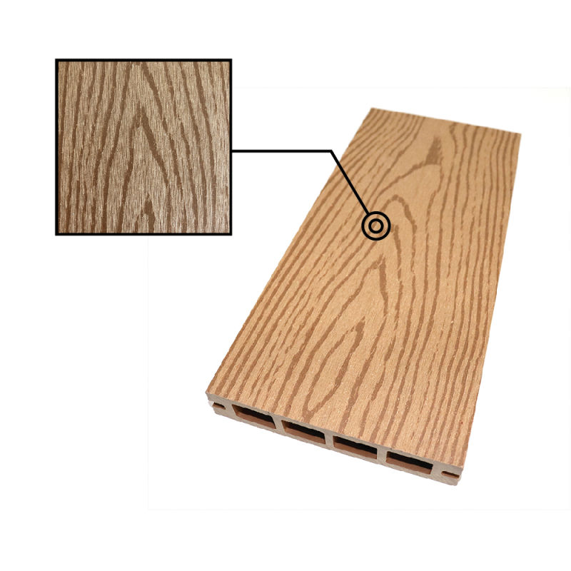 3D Deep Embossed Decking Board Wood Grain Hollow WPC Flooring
