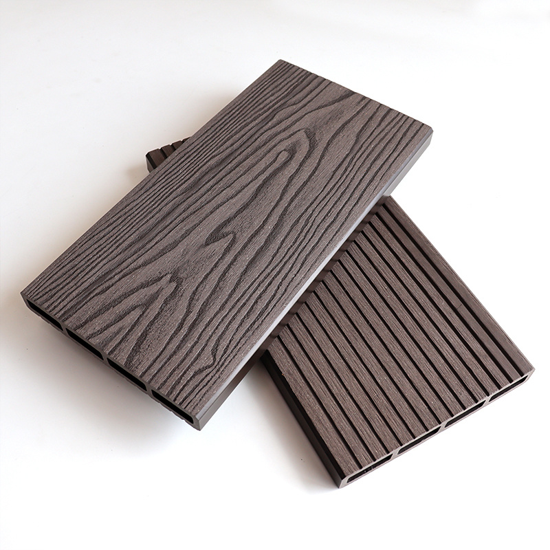 3D Deep Embossed Decking Board Wood Grain Hollow WPC Flooring