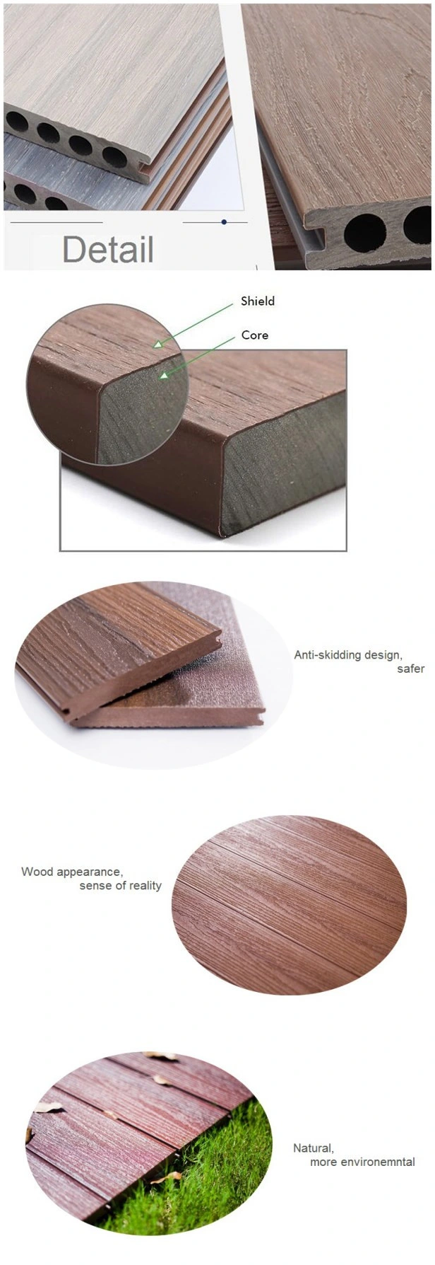 Outdoor WPC Building Material Wood Plastic Floor Deck
