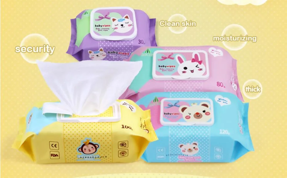 Disposable Personalized China Supplier OEM Custom Baby Wipes 120 Count with Plastic Lid